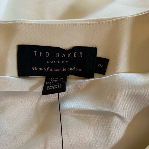 Ted Baker V-Neck Front Zip Peplum Dress • Ivory • Size 2 (US Size 6) - Picture 6 of 6